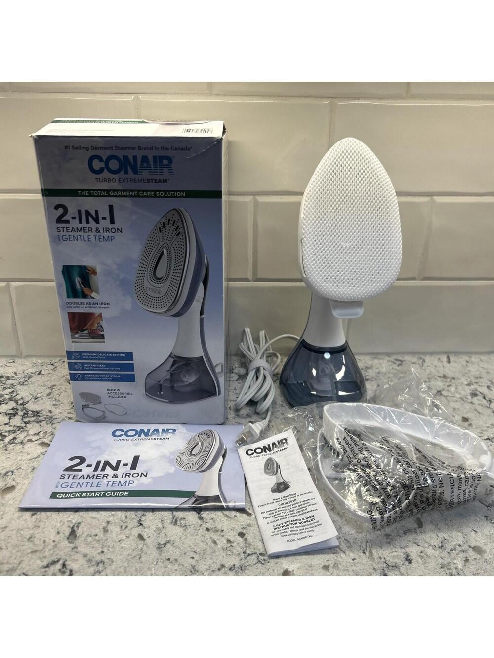 Conair Turbo Extremesteam 2 in 1 Steamer & Iron with Gentle Temp Complete Tested